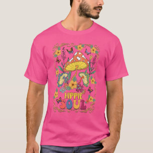 T-shirt Champignons de fleurs Retro Cute Hippie Soul les a