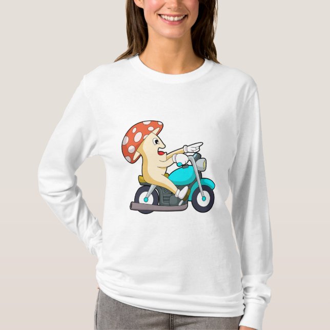 T-shirt Champignons en moto avec moto (Devant)