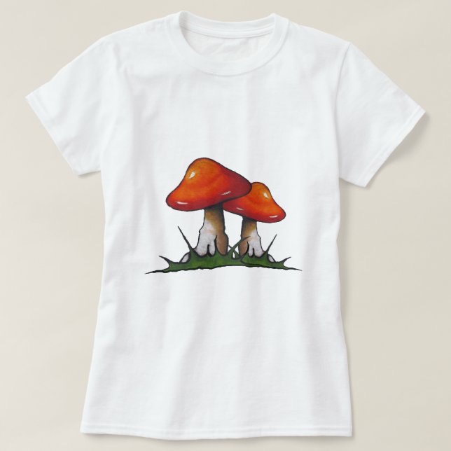 T-shirt Champignons rouges, champignons : Art à main levée (Design devant)