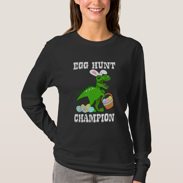 T-shirt Champion de chasse aux oeufs de Pâques T Rex Dinos (Devant)