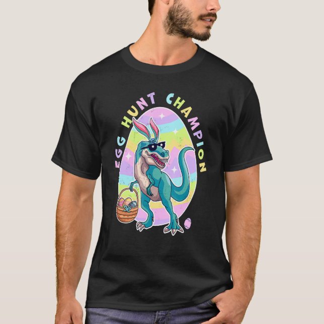 T-shirt Champion de la chasse aux oeufs Dinosaure de Pâque (Devant)