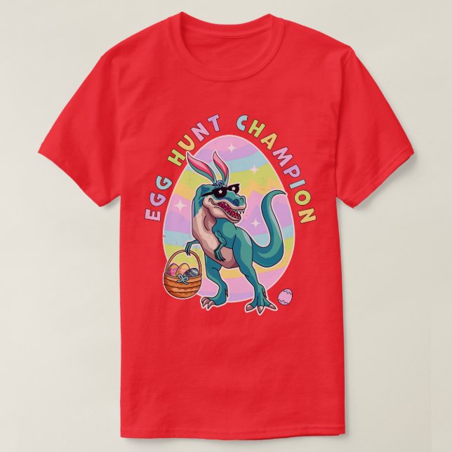 T-shirt Champion de la chasse aux oeufs Dinosaure de Pâque (Design devant)