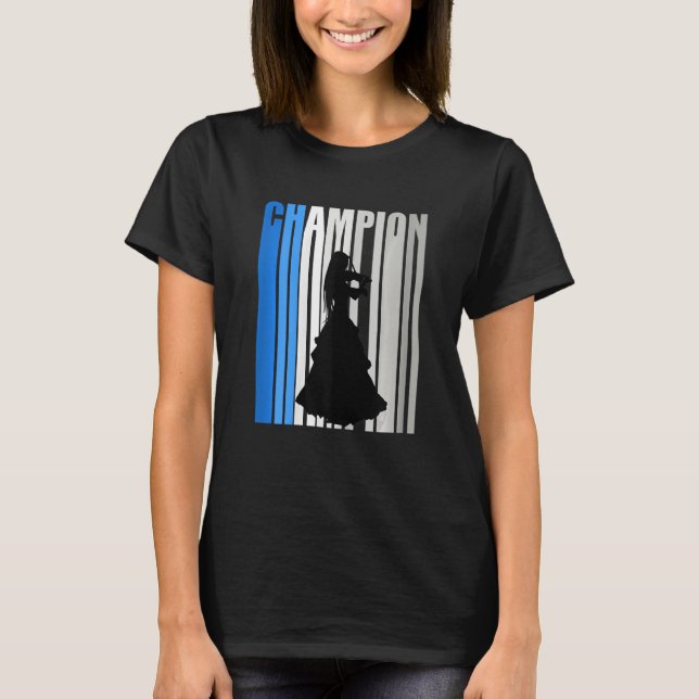 T-shirt Champion de violon bleu entraîneur violoniste Joue (Devant)