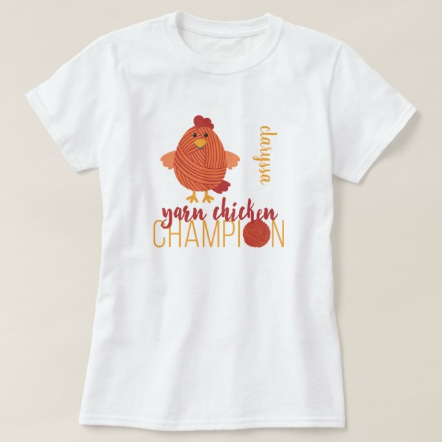 T-shirt Champion du poulet en fils rouges (Design devant)