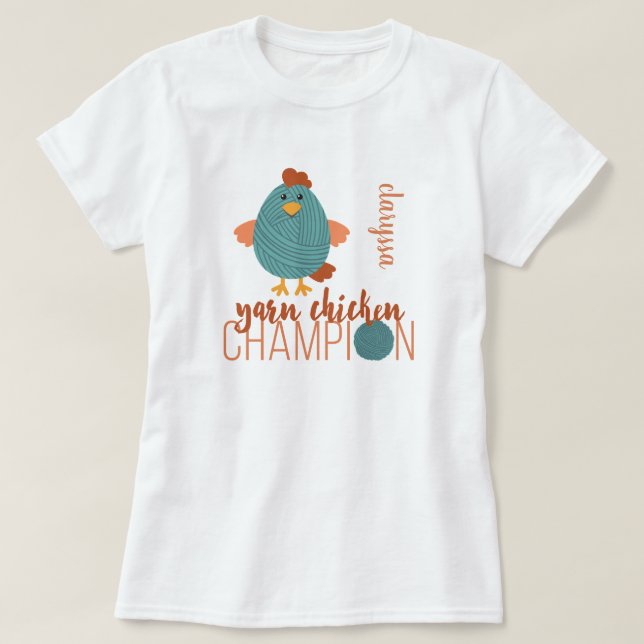 T-shirt Champion turquoise du poulet en fils (Design devant)