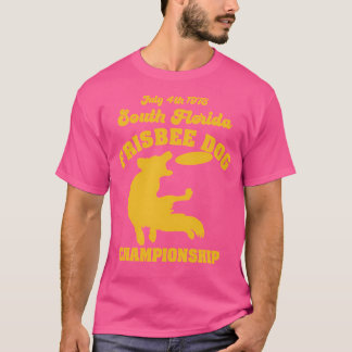 T-shirt Championnat Du Chien Frisbee En Jaune