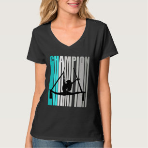 T-shirt Championne aérienne de danse de yoga aérien turquo