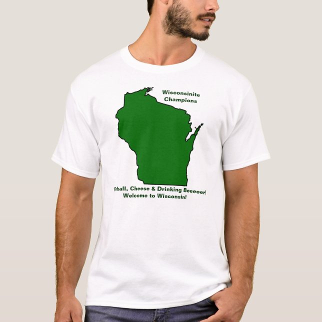 T-shirt Champions du Wisconsinite Football, Fromage et Biè (Devant)