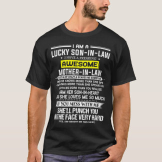 T-shirt Chanceux gendre, j'ai une super mère...
