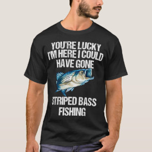 T-shirt Chanceux Je Suis Ici Bar Rayé Drôle De Pêcheur Pêc