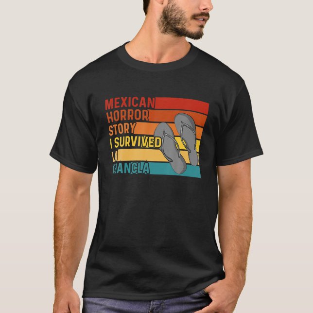 T-shirt Chancla Survivor Funny Espagnol Plaisanterie Mexic (Devant)
