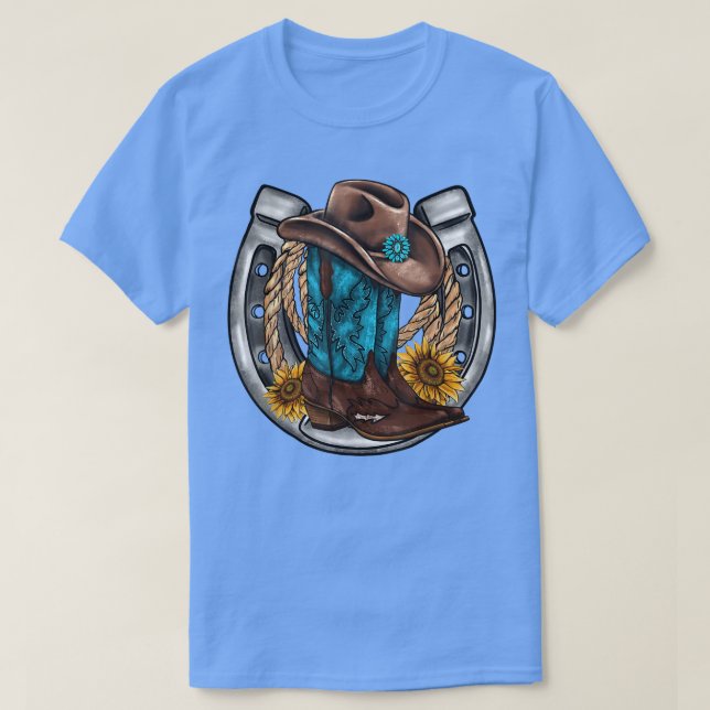 T-shirt Chandail à cheval occidental Botte Casquette corde (Design devant)