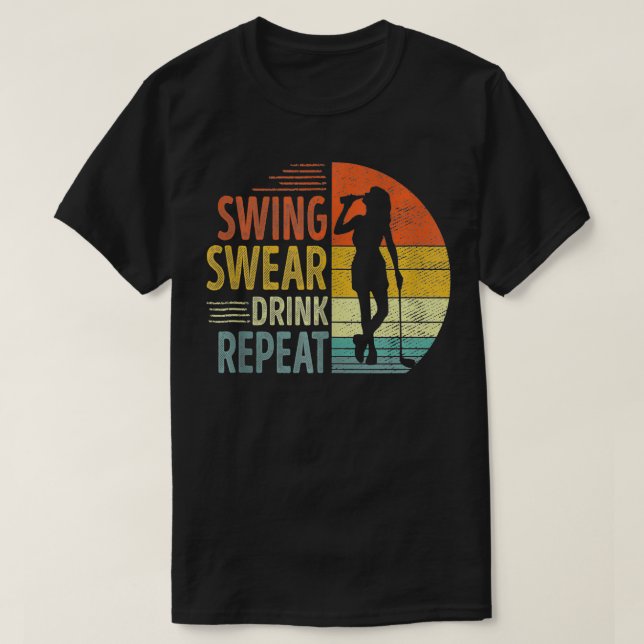 T-shirt Chandail à coudre Boire Aimer Répéter Golf Golfer  (Design devant)