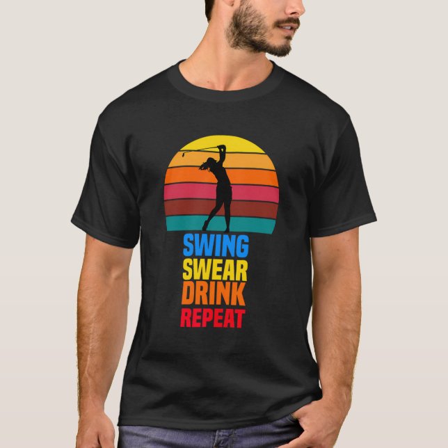 T-shirt Chandail à coudre Boire Répéter Funny Golfer Amate (Devant)