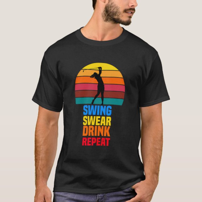 T-shirt Chandail à coudre Boire Répéter Funny Golfer Amate (Devant)