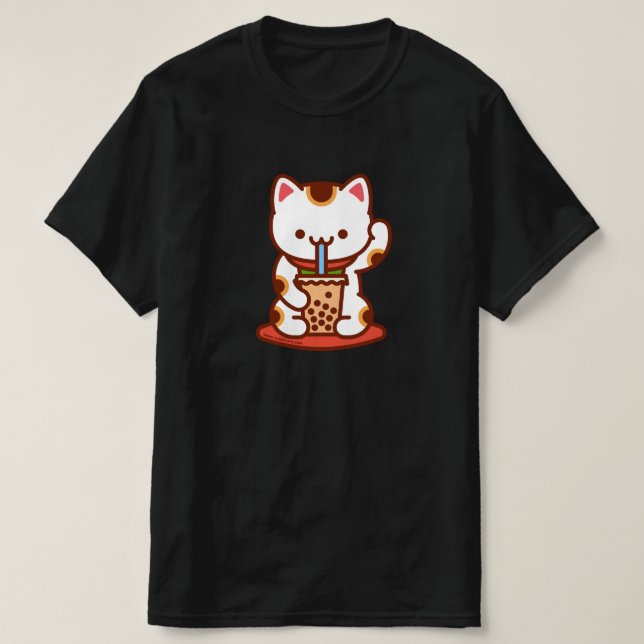 T-shirt Chandail amusant - MANEKI-NEKO BOBA KIT-THÉ (Design devant)