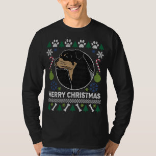 T-shirt Chandail de Noël moche de chien Rottweiler