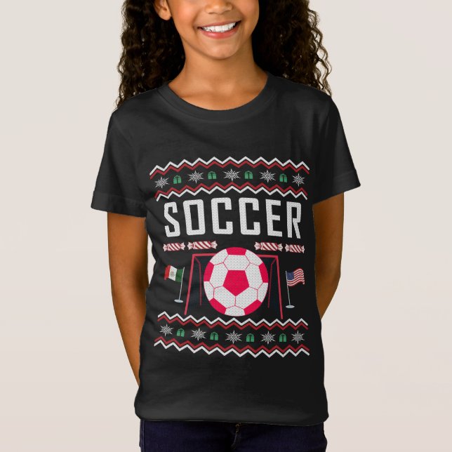 T-Shirt Chandail de Noël moche de football (Devant)