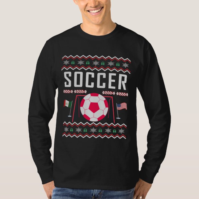 T-shirt Chandail de Noël moche de football (Devant)