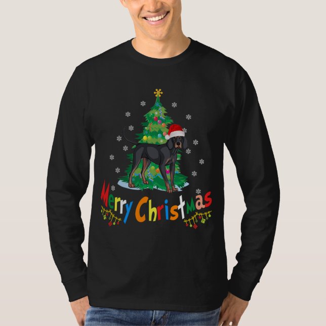 T-shirt Chandail de Noël moche pour chien noir et brun (Devant)