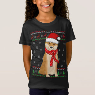 T-Shirt Chandail de Noël moche Shiba Inu Chien Père Noël H