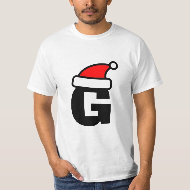T-shirt Chandail de Noël monogramme de chapeau de Père Noë (Devant)
