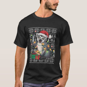 T-shirt Chandail de Noël style laide Père Noël Lemur Noël