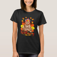 Chandail Happy Thanksgiving Cat Turkey Christmas D