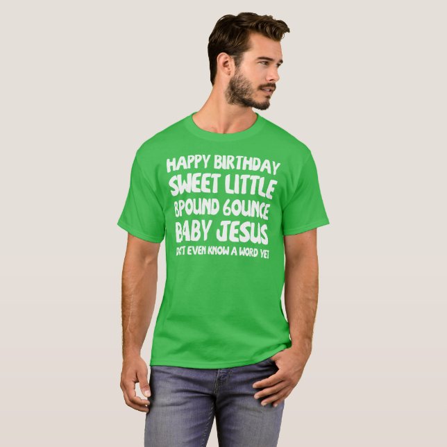 T-shirt Chandail laid de Jésus de petit bébé de joyeux (Devant entier)