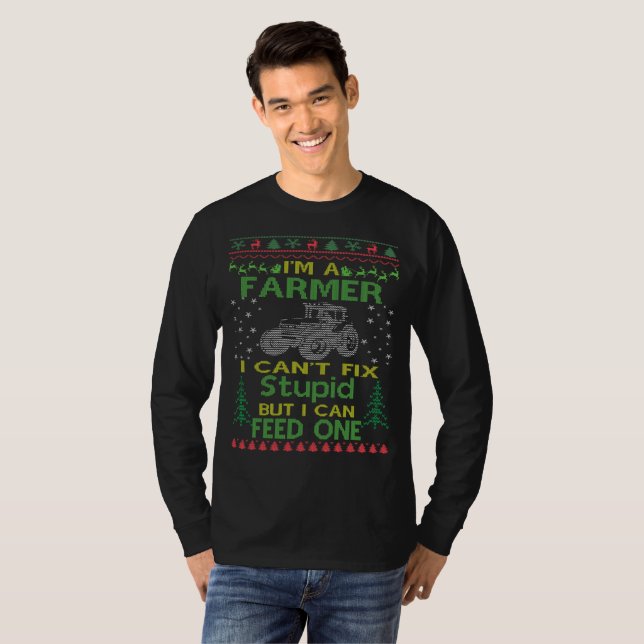 T-shirt Chandail laid de Noël d'agriculteur (Devant entier)