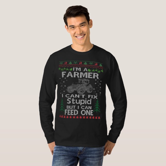 T-shirt Chandail laid de Noël d'agriculteur (Devant entier)