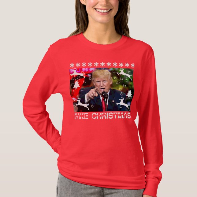T-shirt Chandail laid de Noël de faux atout de Noël, (Devant)