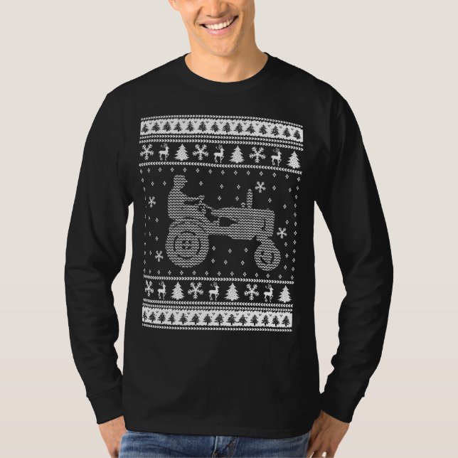 T-shirt Chandail laid de Noël de tracteur (Devant)