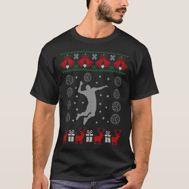 T-shirt Chandail laid de Noël de volleyball (Devant)