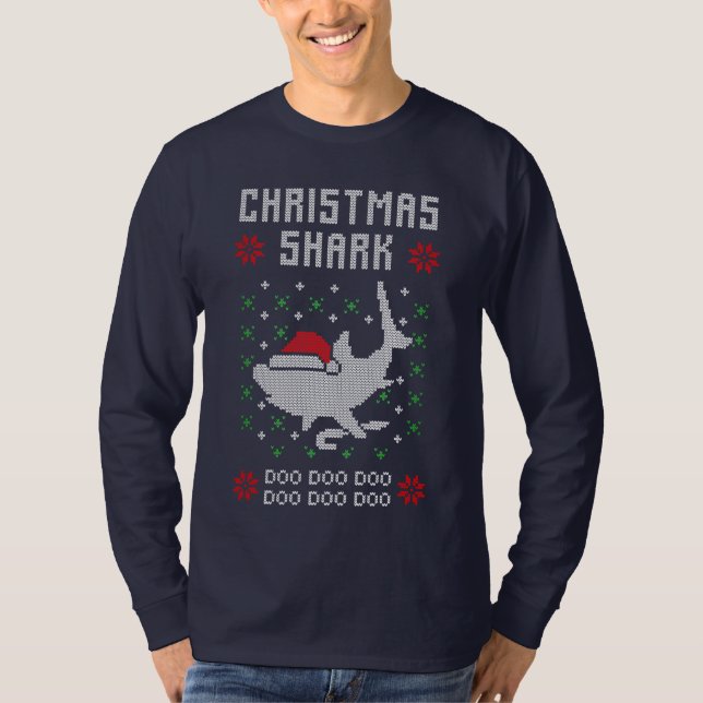 T-shirt Chandail moche de requin de Noël (Devant)