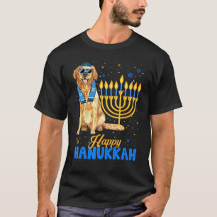 T-shirt Chandelier Menorah Chien Retriever Doré Juif Joyeu