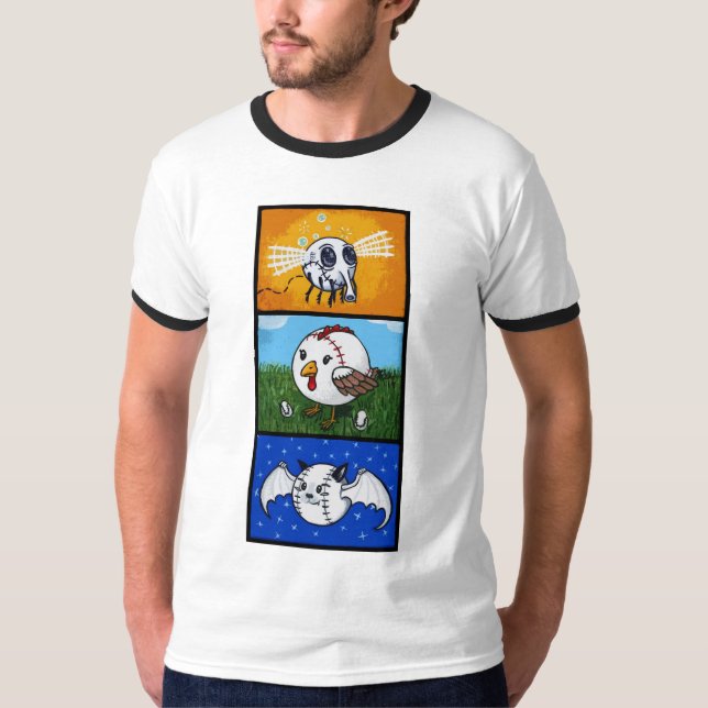 T-shirt Chandelle, boule de volaille, batte de baseball (Devant)
