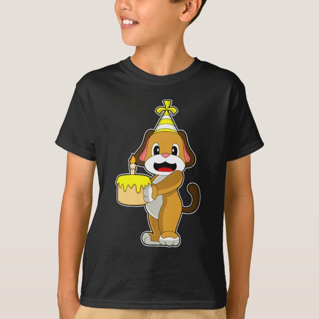 T-shirt Chandelle de gâteau d'anniversaire de chien (Devant)