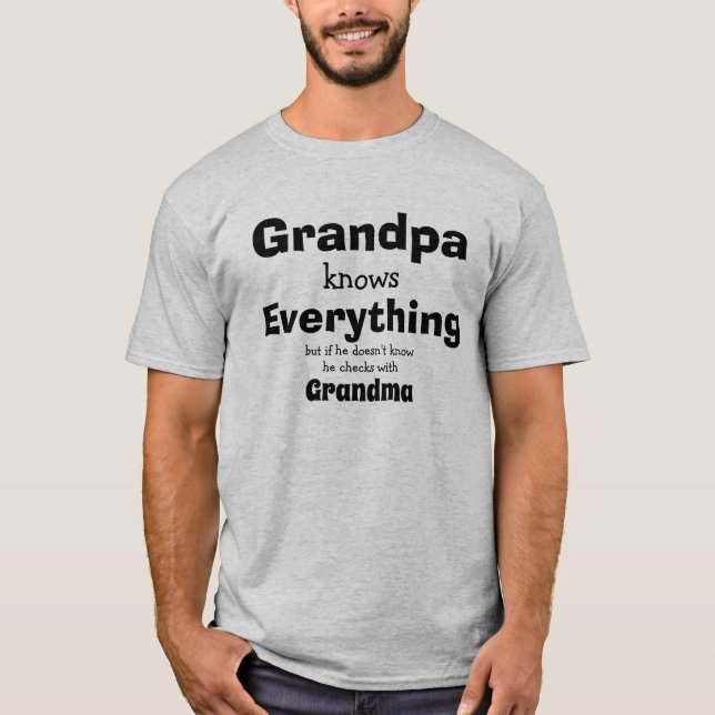 T-shirt Changement de nom Grand-père sait tout - grand-mèr (Devant)