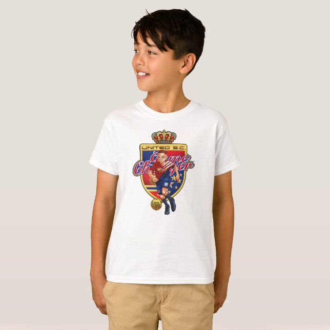 T-shirt Changer de jeu Bouclier Logo Garçons Football (Devant entier)