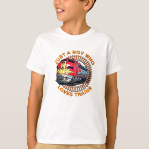 T-shirt Changer de texte Garçon qui aime les trains Red Ye