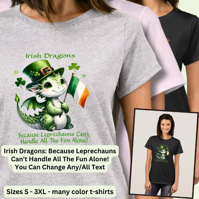 T-shirt Changer De Texte, Irlandais Dragons, Leprechauns F (Créateur téléchargé)