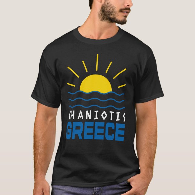 T-shirt Chaniotis Grèce Soleil et Mer Noir (Devant)