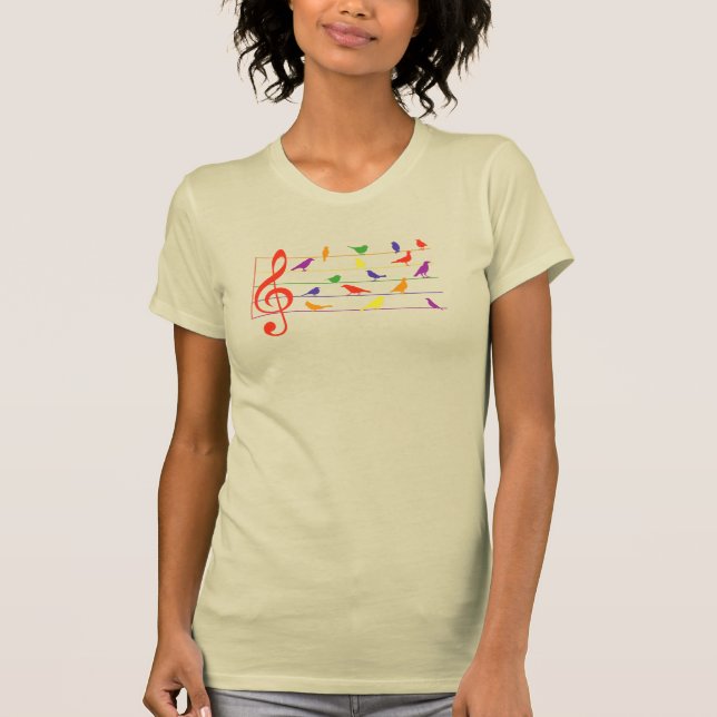 T-shirt Chanson d'oiseau, design coloré (Devant)