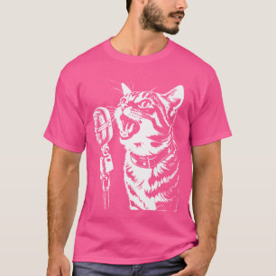 T-shirt Chant de chat avec Microphone Chats Chanteur
