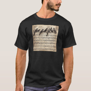 T-shirt chant d'oiseaux assis sur une composition musicale