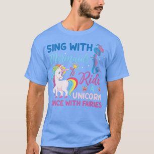 T-shirt Chanter Avec Des Sirènes Faire Une Danse Unicorne