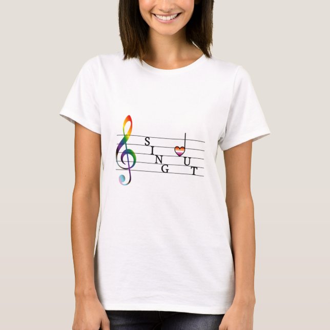 T-shirt Chanter la fierté lesbienne (Devant)