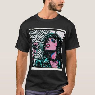 T-shirt Chanteur Pop Art Amateurs de Musique Rose Sarcelle