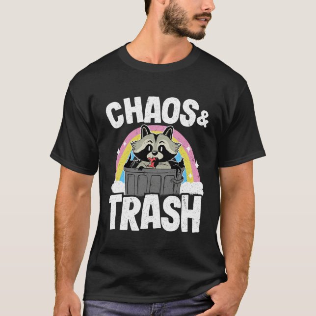 T-shirt Chaos & Trash Garbage Panda Rainbow Raccoon  2 (Devant)